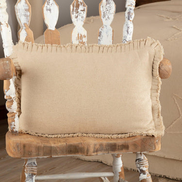 Burlap Vintage Pillow w/ Fringed Ruffle 14x22 VHC Brands - The Fox Decor